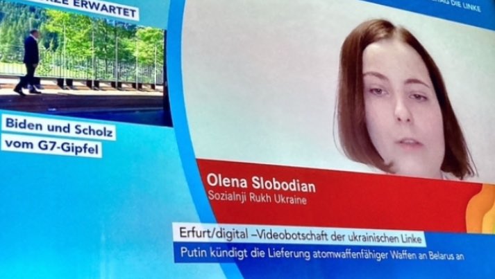 Waffenlieferungen an die Ukraine? Buhrufe auf dem @dieLinke-Bundesparteitag in Erfurt, als Olena Slobodian (Ukrainische Linke) im Video-Einspieler von russischem Faschismus spricht.
„Die Linke hat immer noch nicht den Schuss gehört“.
(Helene Bubrowski, FAZ)
#linkebpt #Erfurt

!B