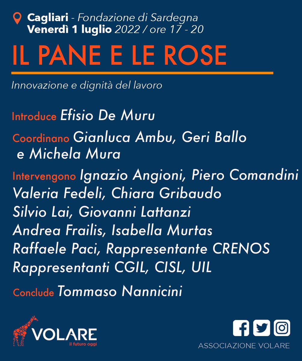 VOLAREass's tweet photo. Dopo gli appuntamenti di #CastagnetoCarducci, #Milano e #Napoli, voliamo in #Sardegna per parlare di #lavoro e prospettive legate al #PNRR. Come sarà l'Italia del 2027?

🦒 Vi aspettiamo a Cagliari venerdì 1 e sabato 2 luglio!

Iscrivetevi QUI 🔗 https://t.co/QbOWqDVngQ https://t.co/NRT04ybMc1