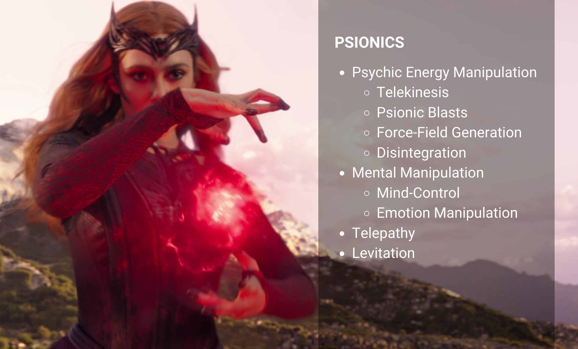 How would you explain the Scarlet Witch's powers, and how do they