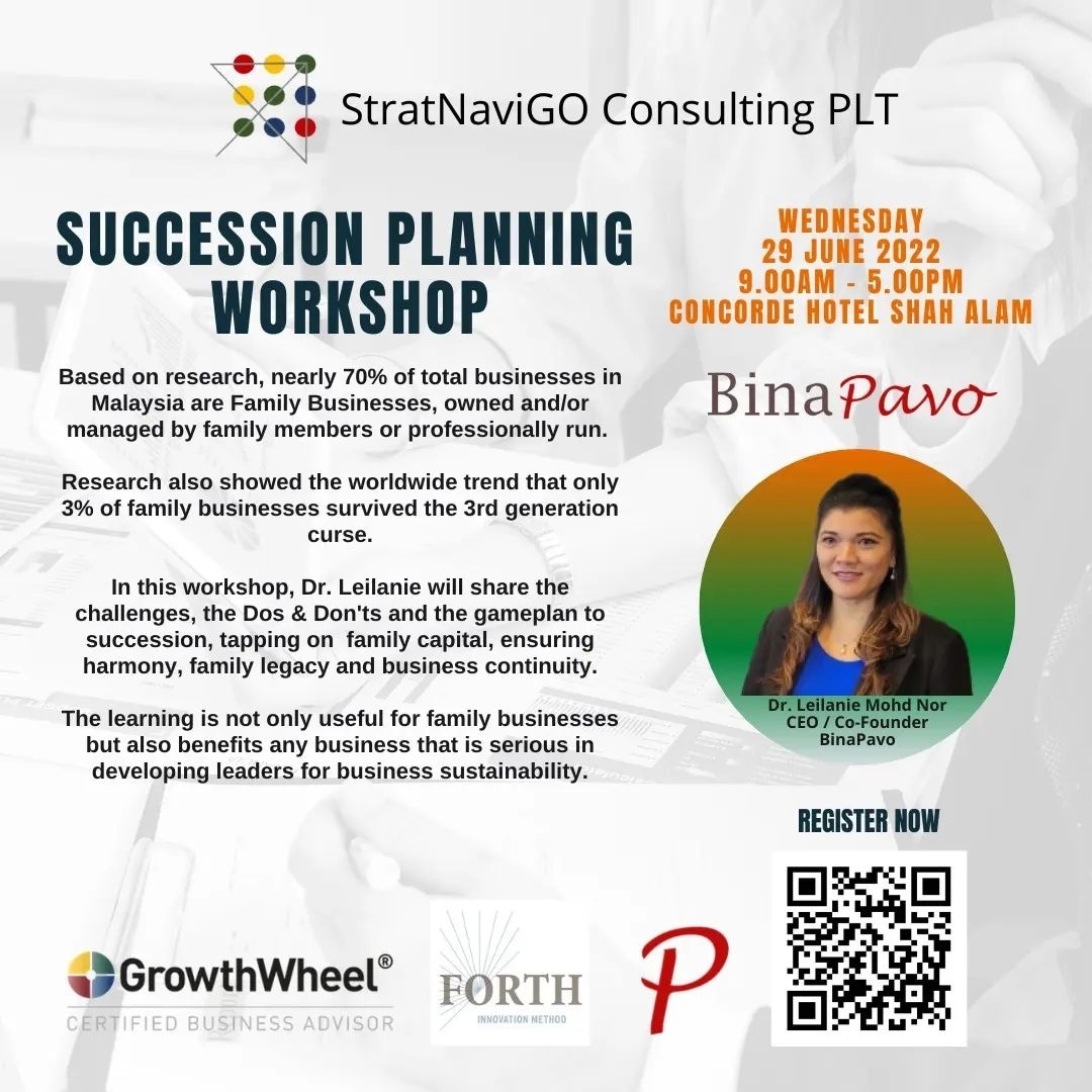 Join us.
Stratnavigo Consulting PLT and <a href="/binapavo/">BinaPavo</a>  

#BinaPavo #FamilyBusiness #Succession #NextGen #StratNavigo 

Contact <a href="/safuraatan/">s.atan</a> if you want to know more!