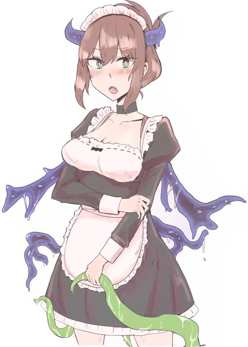 オリキャラの触手サキュバスメイド
髪とサキュバス部位の色はこんなもんかなと思うけどまだ考え中 