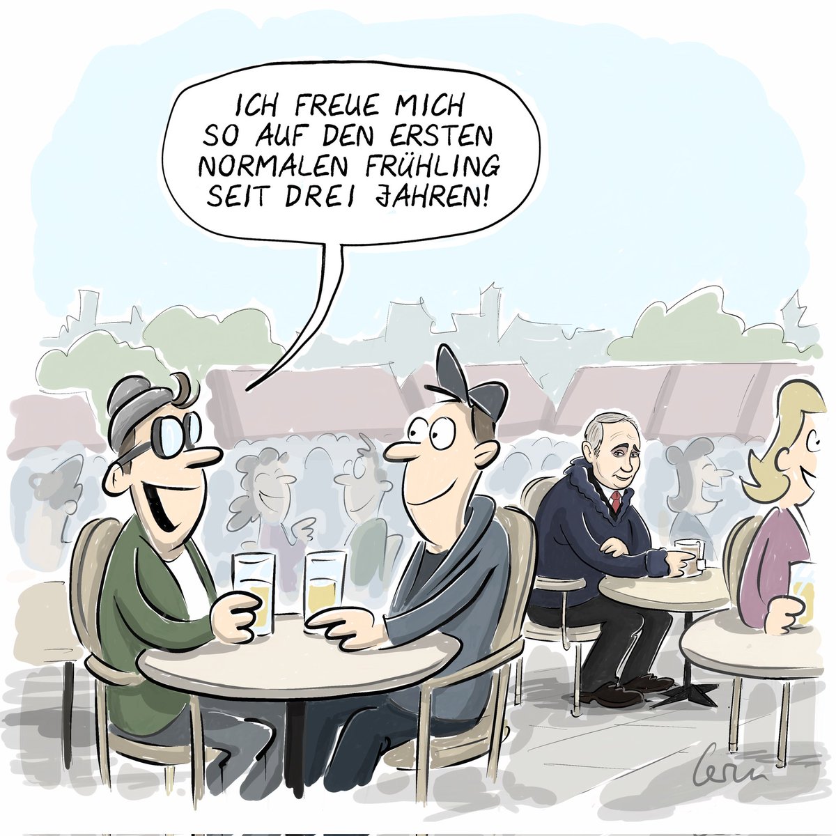 #cartoon #corona #covid #winter #putin #russia #ukraine #biergarten #cafe #outdoor #frieden #peace #piece #karikaturenpreis #lustig #witzig #funny #satire #lachen #witz #gag #comedy #cartoons #ormerod #insta #instagram #instagood #instaart #comic #lustigebilder