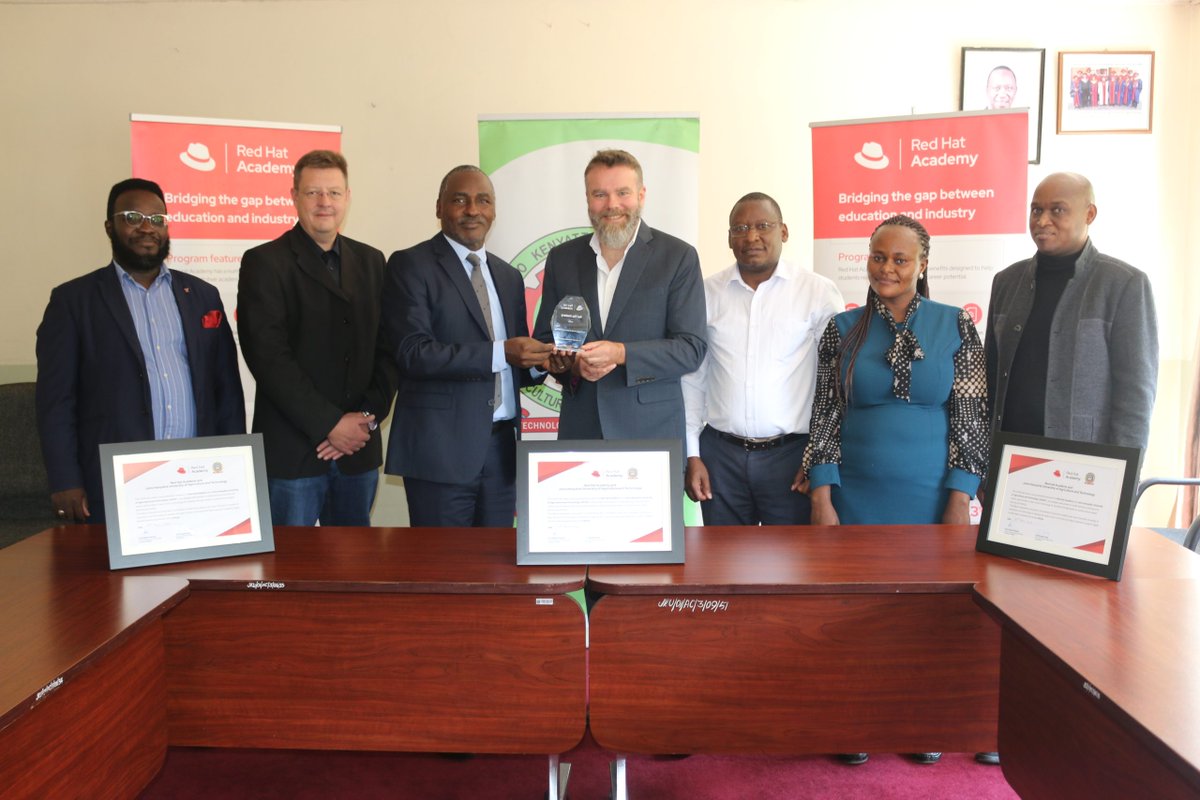 DiscoverJKUAT's tweet photo. The School of Computing and Information Technology  at JKUAT signed a certificate of partnership with @RedHat on Tuesday June 21, 2022, adding to the diversification in IT certifications for JKUAT students. Read more: https://t.co/3UZ6Axdxlw ^DP https://t.co/mGRrYOdFBI