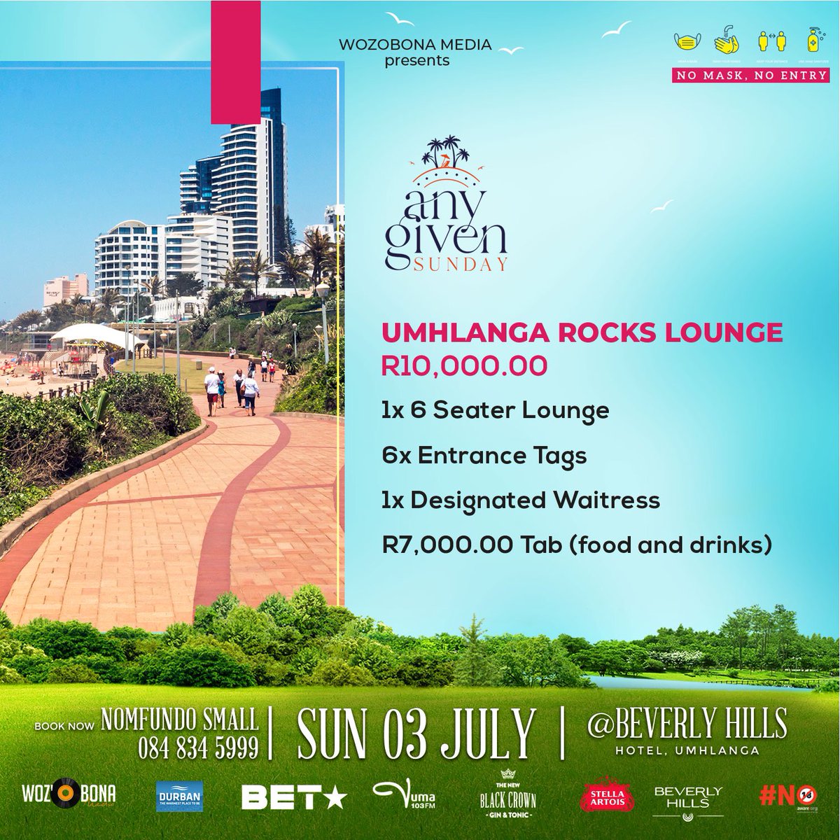 WozobonaMedia's tweet photo. Take your #AnyGivenSundayDBN experience to the next level 🔝 Book your group table now ☎️ 084 834 5999

The party takes off at 1pm on 3rd of July 2022 📍 Bervely Hills Hotel https://t.co/v4LOnMg2Ek