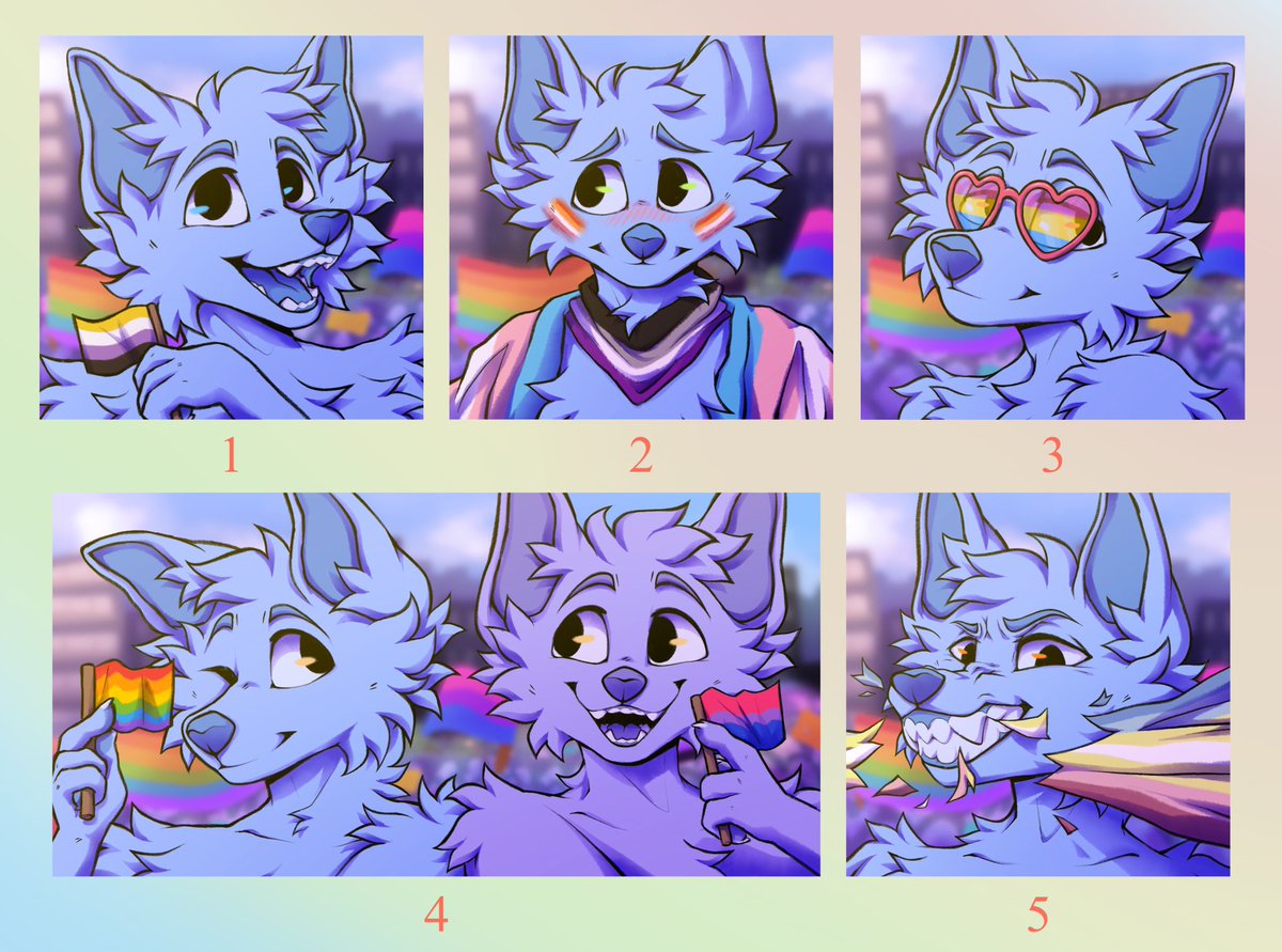 Paranormaws's tweet photo. Before pride month ends, I will host a quick 

🌈 PRIDE YCH RAFFLE 🌈 

To enter: Follow, retweet and optionally leave a comment with your pride flag!
- ends June 30
- winner can choose one of the ychs down below 
- these YCHs are also available for 10€ each! (check my pinned) https://t.co/EImfmtsDTK