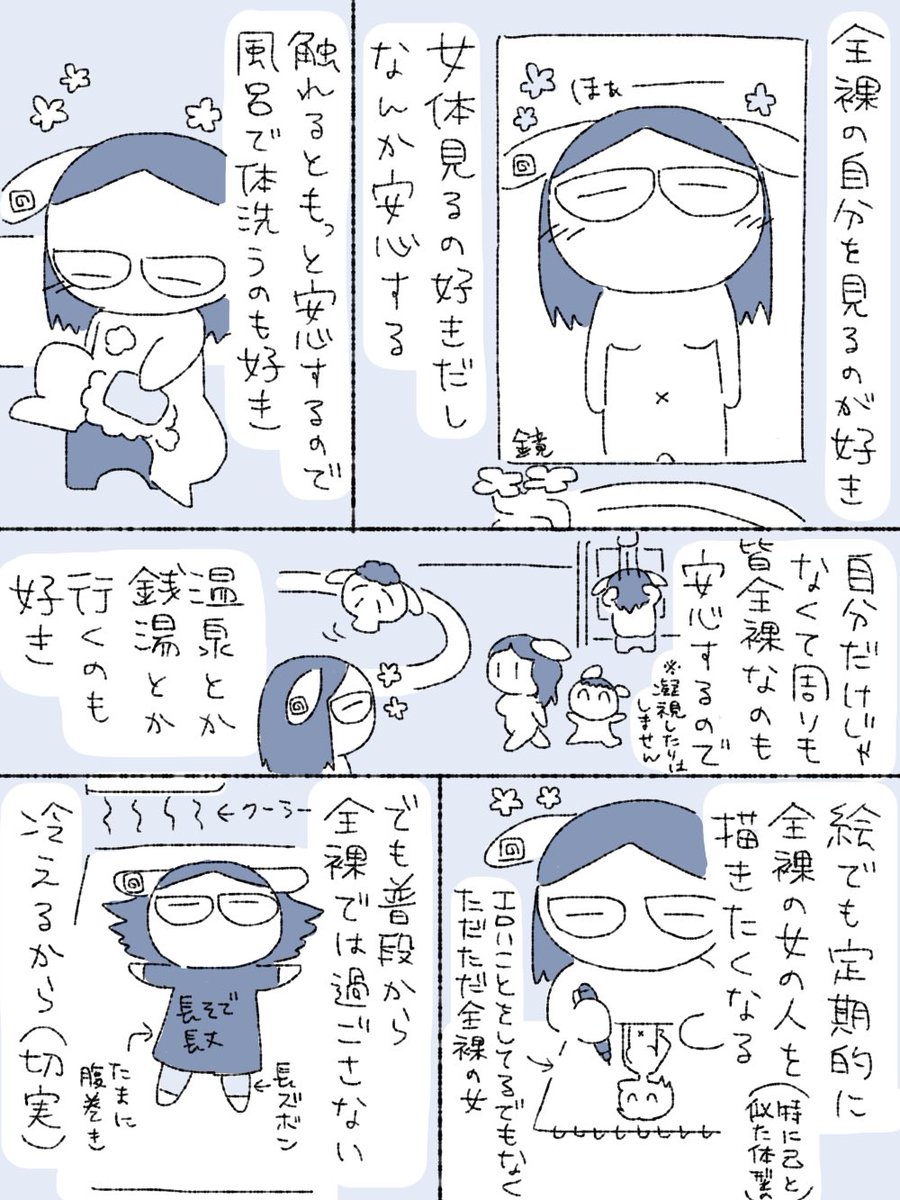 【実録】全裸の自分を見るのが好き #ノンタンと夫氏の実録 