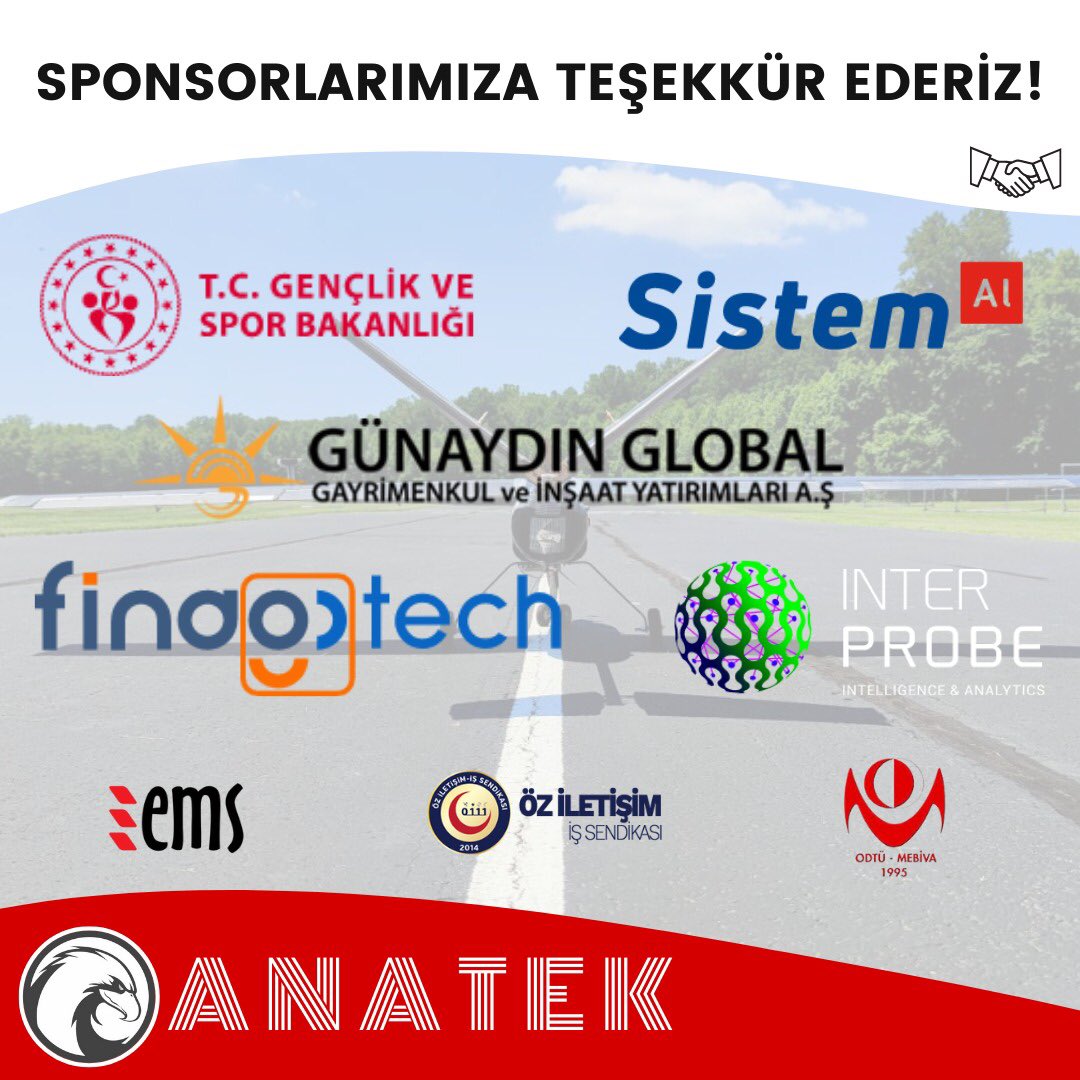 2022 AUVSI-SUAS yarışına hazırlık sürecimizde bizlerden desteğini esirgemeyen sponsorlarımıza teşekkür ederiz.