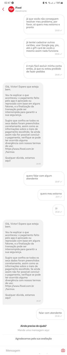 victorsotto__'s tweet photo. @iFood Alô @iFood, por favor me ajudem, porquê se eu for esperar ser bem atendido pelo chat de vocês, vou morrer com fome https://t.co/ns5QhTfFPP