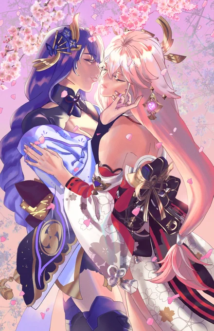 Happy birthday to these two 🥹 I can't believe their birthdays are right next to each other.  

#雷電将軍生誕祭2022 #原神 #GenshinImpact #eimiko 