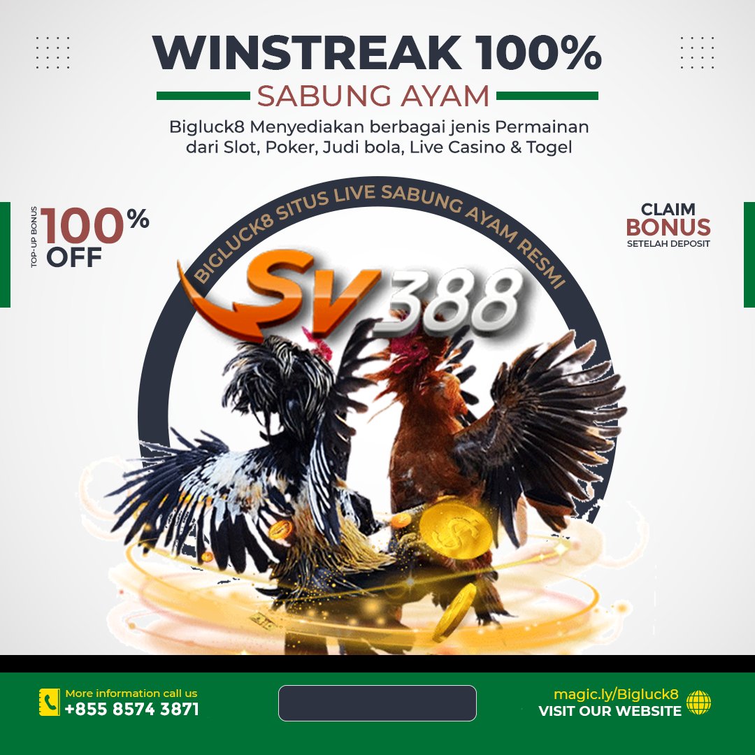 bigluck8_id's tweet photo. BIGLUCK8 Bonus Winstreak Sabung ayam 100%
Link Daftar : https://t.co/lrKcEyc1Zf
Whatsapp : +85585743871
Telegram : @bigluck8
--
#Bigluck8 #situsbola #agenbola #judibola #situsbola #bandarbola #agenjudibola #poker #bigluck8 #sabungayam #Pialadunia2022 #worldcup2022 https://t.co/YG3N8LMcxU