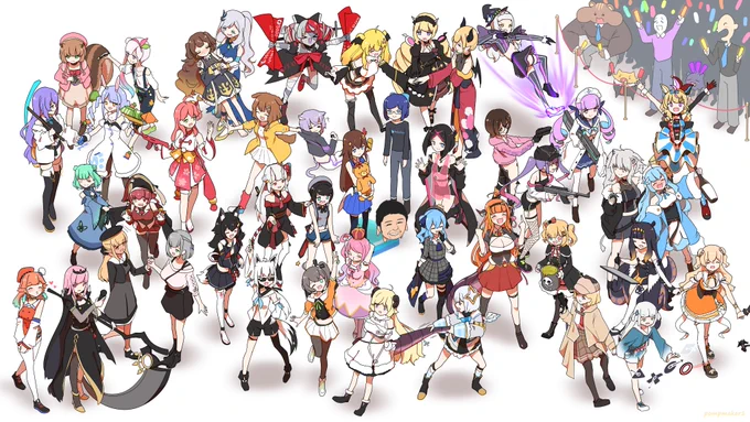 Of course I've done more drawings featuring multiple holomems together, but the ones above were specifically made to commemorate group collabs (offline or otherwise) 