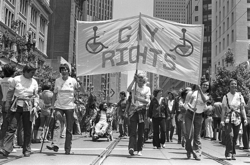 Marie Ueda - Disabled Gay Rights contingent, San Francisco Gay Freedom Day Parade (1977)