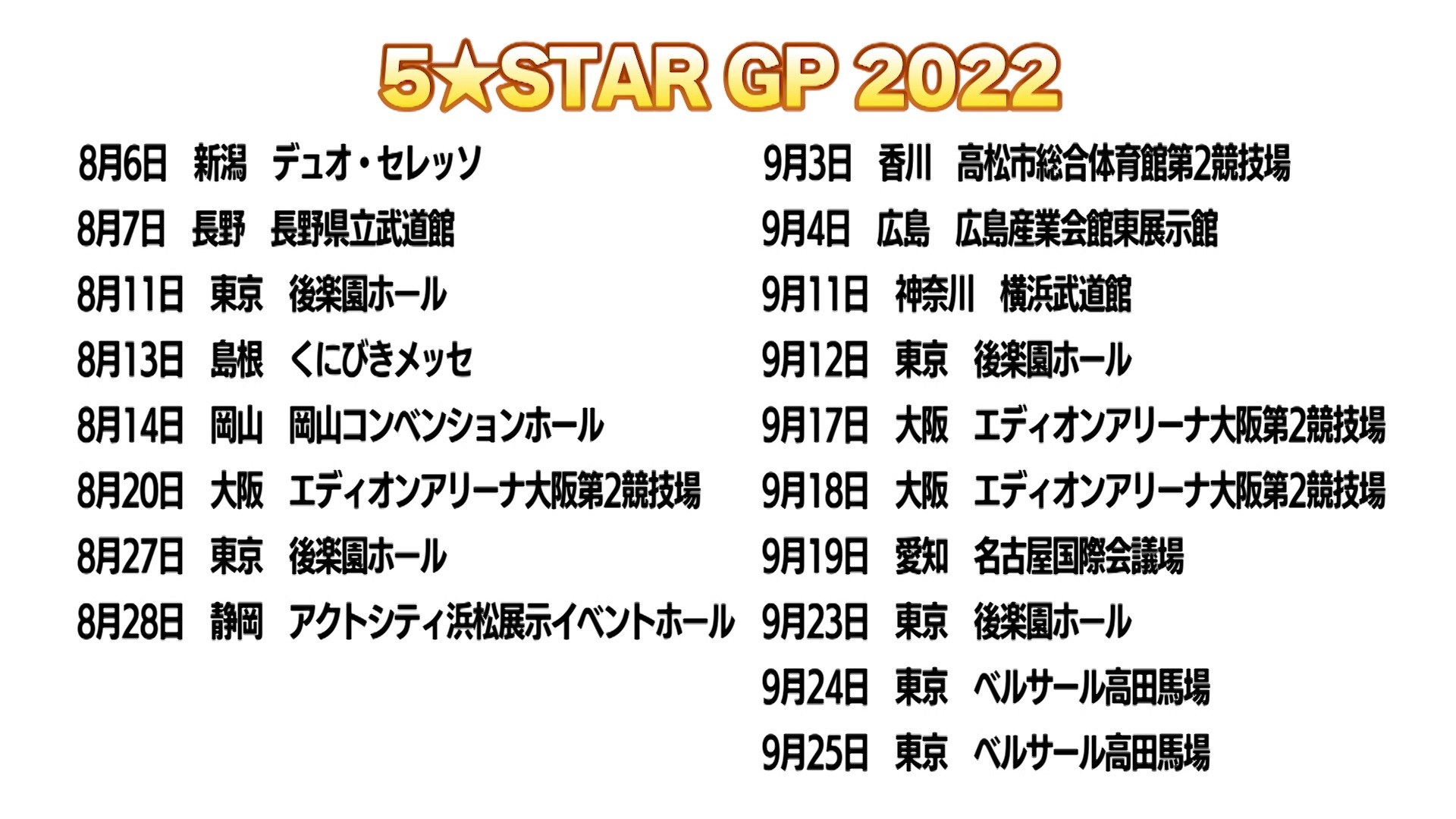スターダム Stardom 5 Star Gp 22全日程が決定 日本縦断 決勝は東京 武蔵野の森総合スポーツプラザ チケットは順次発売開始 大会情報 T Co Bxeuujuoot チケット購入はこちら T Co Ob6pp5xzod 5stargp Stardom