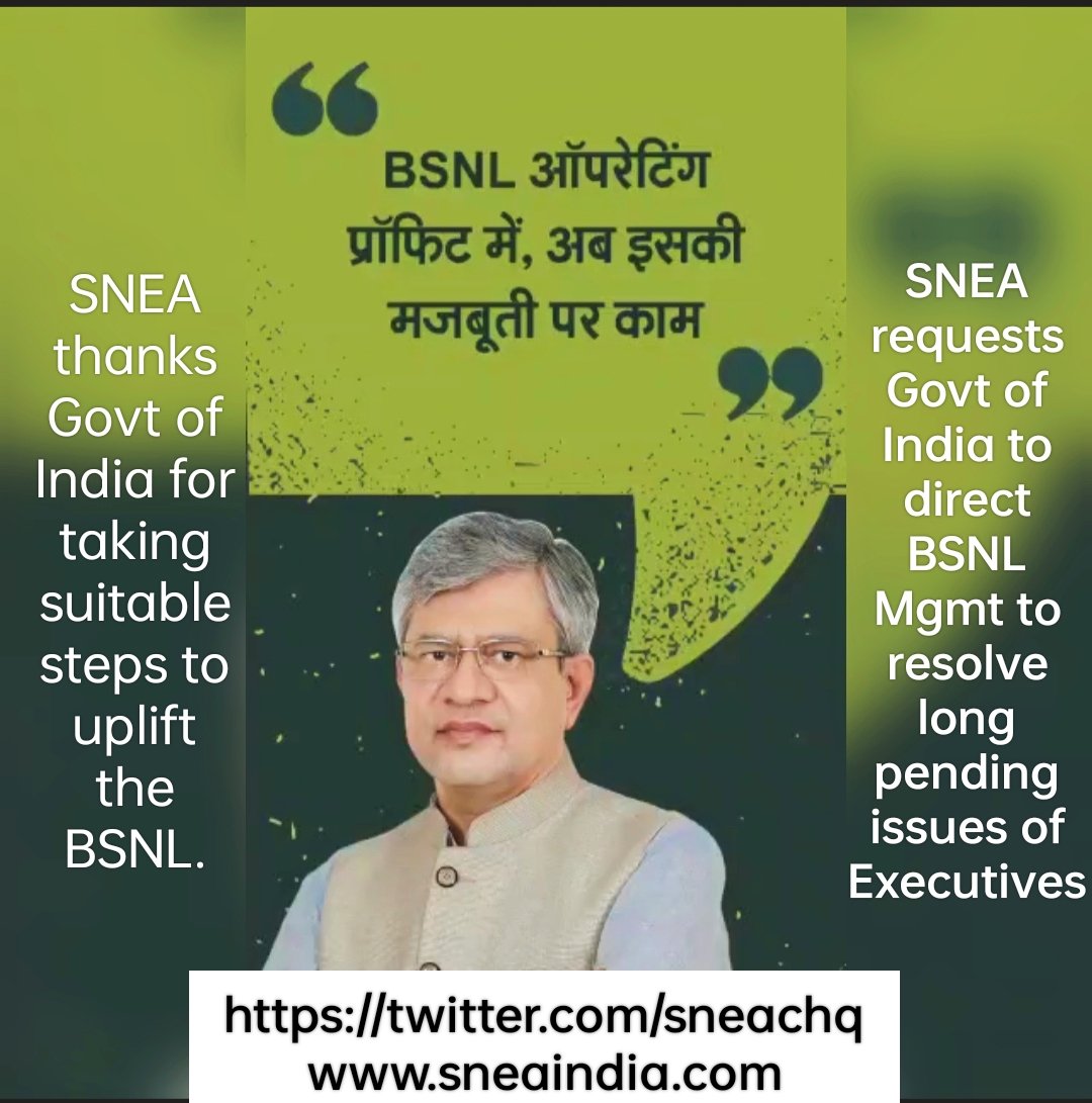 sneachq's tweet photo. SNEA again thanks GoI for taking suitable steps to uplift the BSNL.
SNEA requests @AshwiniVaishnaw ji to direct @BSNLCorporate Management to resolve the long pending HR &amp; Staff issues like 3rd PRC, E2-E3 Pay Scale, Pay Loss, 30% SAB, Regular Promotions to motivate the Employees. https://t.co/9NDK6GPPNg