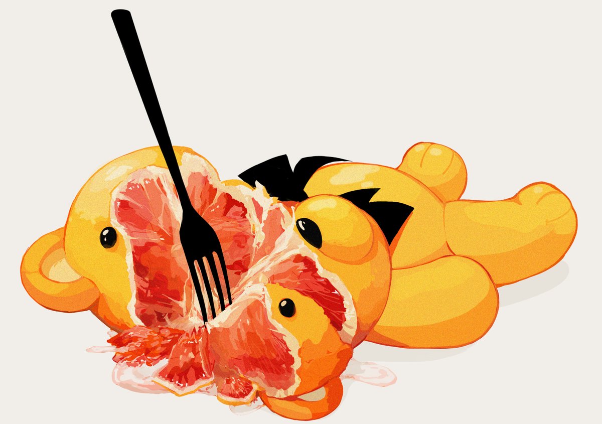 no humans pokemon (creature) food fork simple background black eyes food focus  illustration images