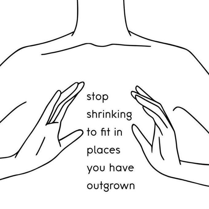 Stop shrinking to fit in places you have outgrown https://t.co/jBU14Xw6mN<a href="/tag/newprofilepic"class="tags"><span>#newprofilepic</span></a>