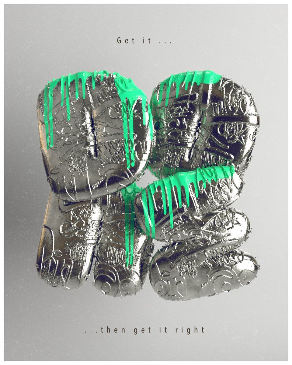 PetarAcanski's tweet photo. Sunday morning render as a reminder that done is better than perfect. #gtd #typography #chrometype not #nftart #graffiti #poster https://t.co/Mh5sasdWgb