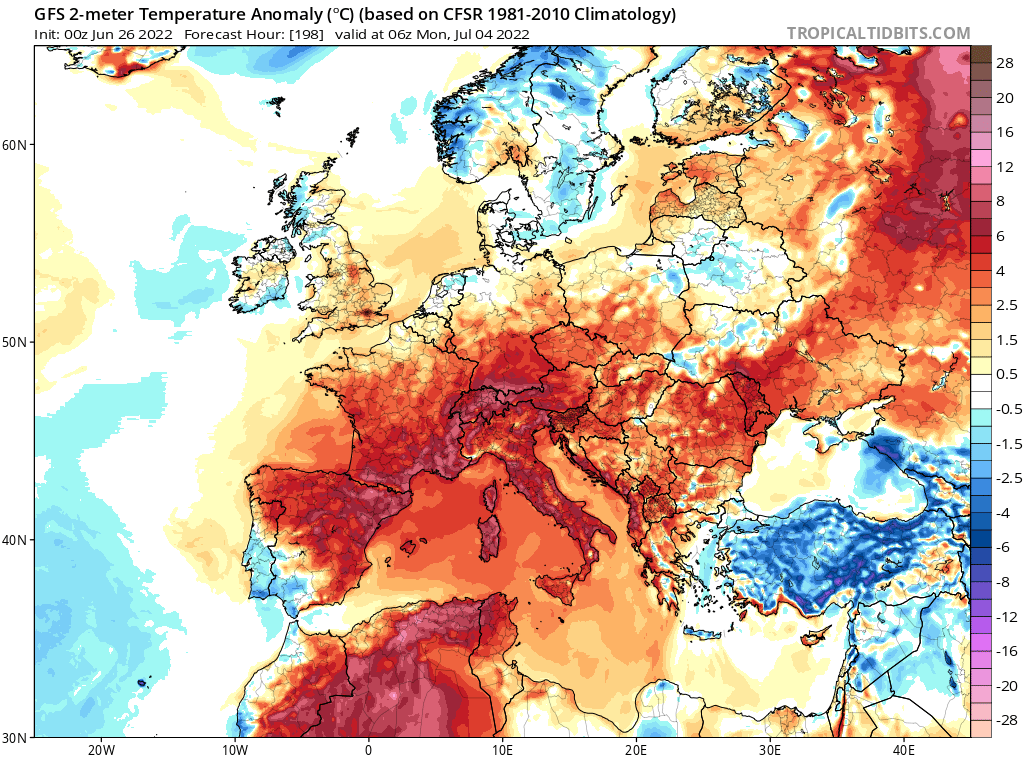 ExtremeMeteo's tweet photo. Le possible changement de régime vers le 4 juillet, prend largement du plomb dans l'aile depuis hier. Le décrochage de gouttes froides pourrait perdurer à partir de cette date entre Açores et Portugal ce qui soumettrait au moins le sud du pays à une possible pompe à chaleur. https://t.co/kSce6bZeky