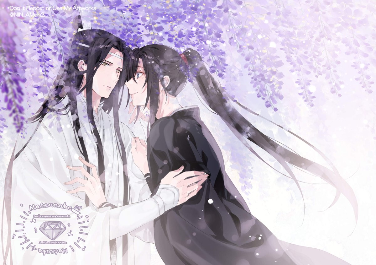 wisteria multiple boys long hair 2boys chinese clothes male focus yaoi  illustration images