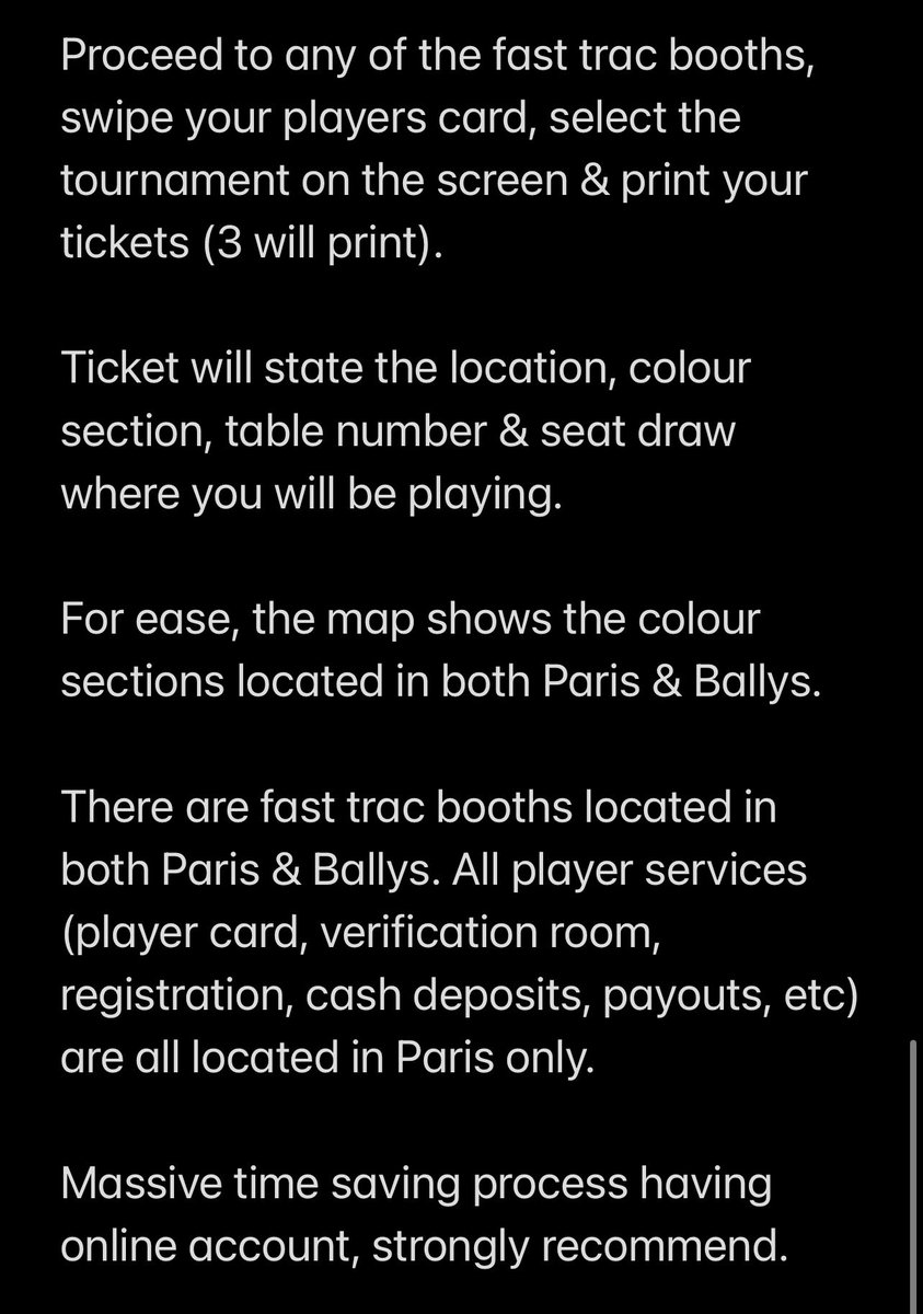 SwiftSuccess8's tweet photo. Getting asked a lot about the WSOP online registration to avoid long general registration queues. Strongly recommend depositing cash & using the online registration & fast trac booths to save time. #WSOP #BravoPokerLive #OnlineRegistration #Poker #FastTrac #TimeIsMoney @WSOP https://t.co/pGswsVh2bb