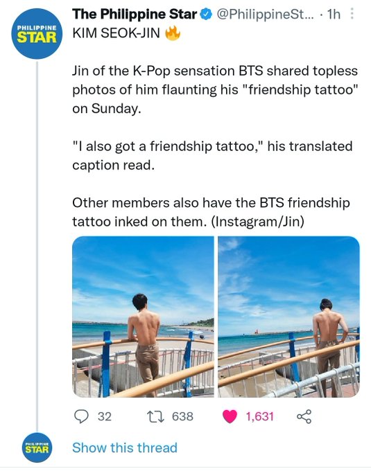 BTS Jin Drops Shirtless Picture ARMY Trends Thank You Jin Are You Kidding me