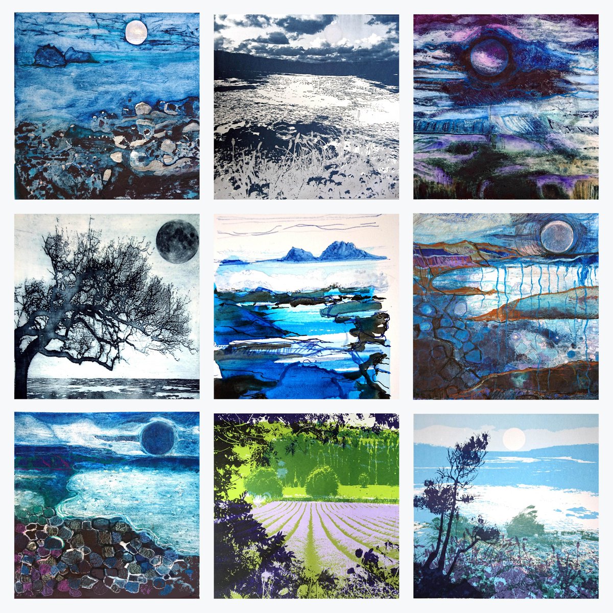 Just a few of my favourite things to print & paint 
#moon #sea #rocks #river #lavender #coastline #texture #printmaking #moonlight #pattern #reflections #moons #rockycoast