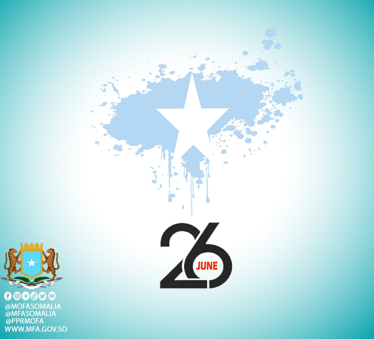 Congratulations to our people on the 62nd anniversary of independence.
June 26 - The northern #Somali regions gained independence from British colonialism.
July 1 - #IndependenceDay of #Somalia and the unity of the northern and southern regions.
#Mogadishu #Hargeisa
