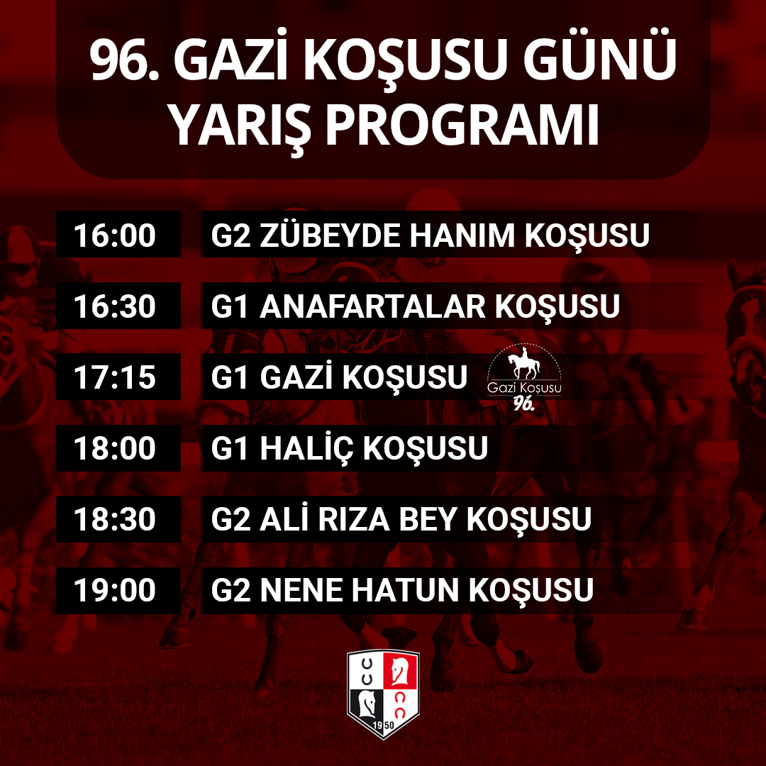 96. #GaziKoşusu gününde birbirinden önemli Grup koşular gerçekleştirilecek...👇