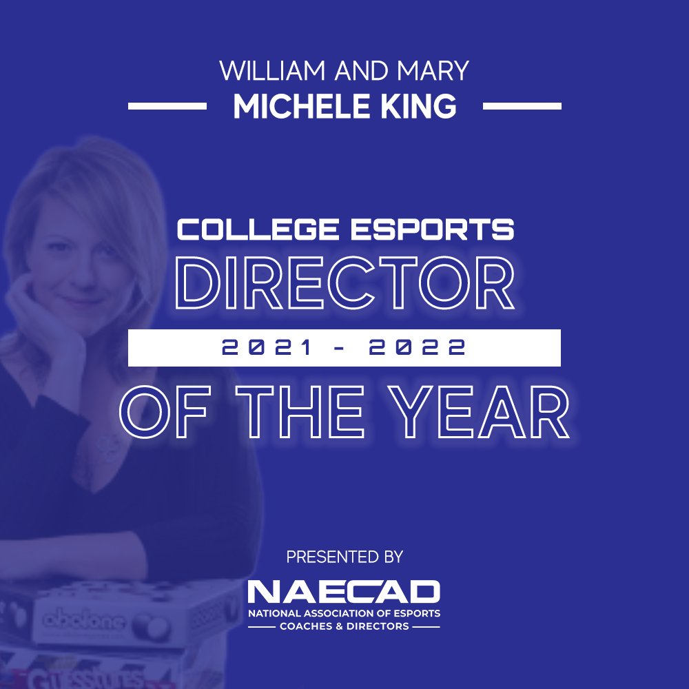 TheNAECAD's tweet photo. Congratulations to the NAECAD National Esports Coach &amp; Director of the Year Award winners. Here's a recap of the winners: Adam Antor, Dr. Michele King, Mike Dahle, and Julie Mavrogeorge. 
@CoachAntor
@MrDahle
@jdogmav
@esportsatwm https://t.co/JrZam3F74g