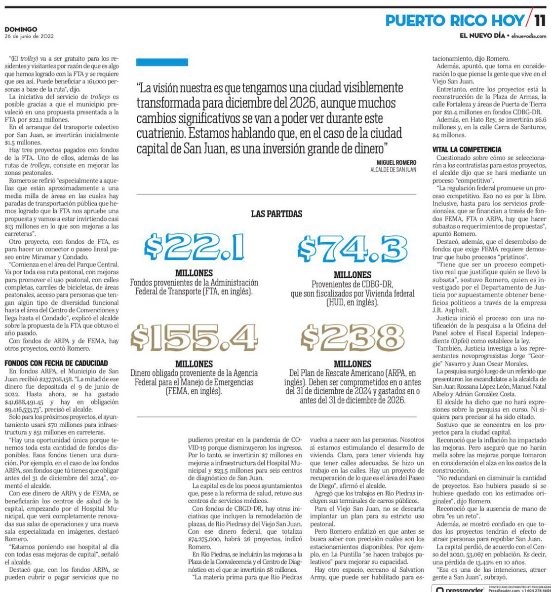 Miguel_Romero_'s tweet image. Nuestro enfoque es trabajar y transformar a  San Juan para que sea una ciudad inteligente y modelo para vivir, hacer negocios y turismo. #SJAvanzaPorTi