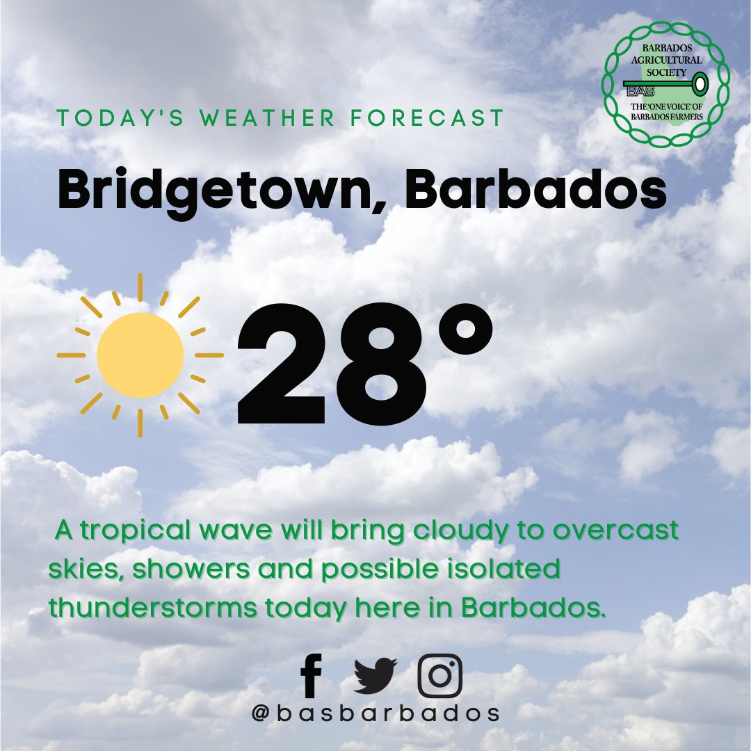 basbarbados's tweet photo. Today's weather forecast is good for gardens!  Continue to be prepared and be storm ready! #basbarbados #beppa https://t.co/nW2HGhaEre