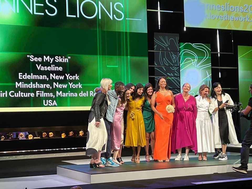 lgreen66's tweet photo. Celebrating our GOLD Cannes Lions Award for the  SEE MY SKIN campaign. So excited to see this important campaign get the attention it deserves. Congrats @whothehellisjj and everyone at @EdelmanPR, not to mention our production folks at @girlculturefilm and @instituteartist https://t.co/dPB26F7ID4