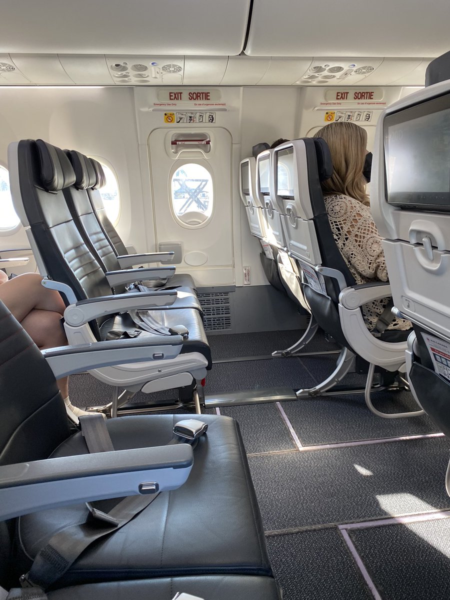 nielsonTSN1260's tweet photo. Also, can’t remember the last time a flight was this empty. I’m going to have to save the day with multiple emergency doors. https://t.co/2y5QrXowqr