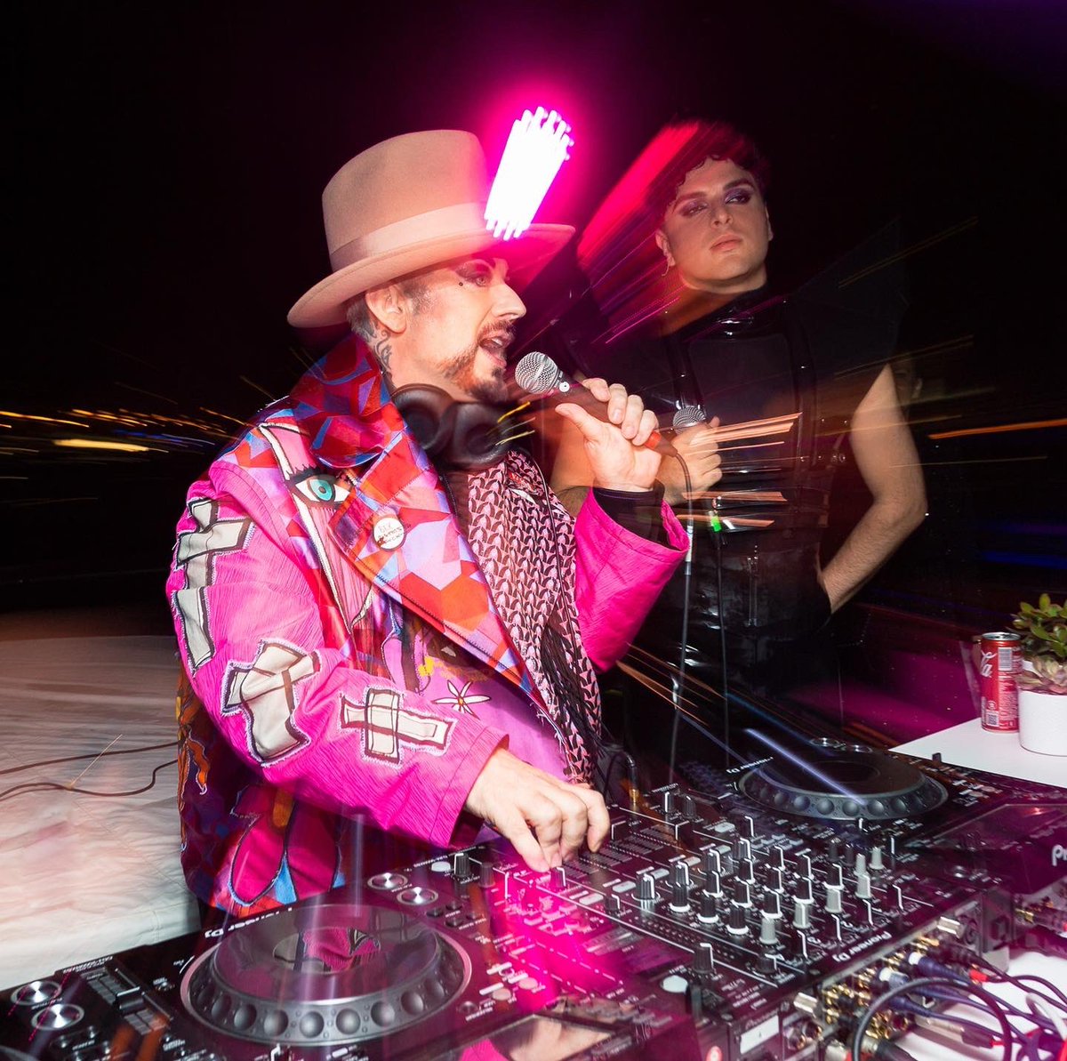 VangelisPoly's tweet photo. Couple snaps 📸 from our set at Cannes @BoyGeorge @NBCUniversal @BravoTV https://t.co/5UTG8suFr1