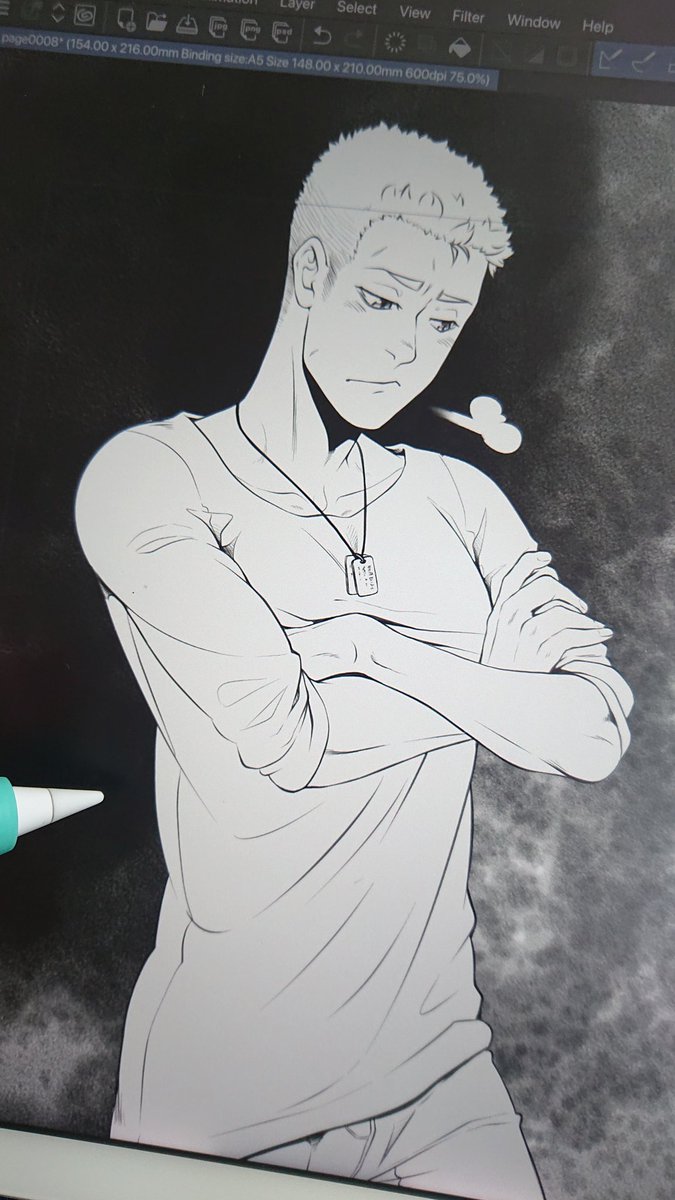 soen_kai's tweet photo. Bebe is a bit huffy I used him for shading practice instead of drawing his adventures off googling how to kiss.

#Torrent2 #manga #wip https://t.co/c8eDbpILKE