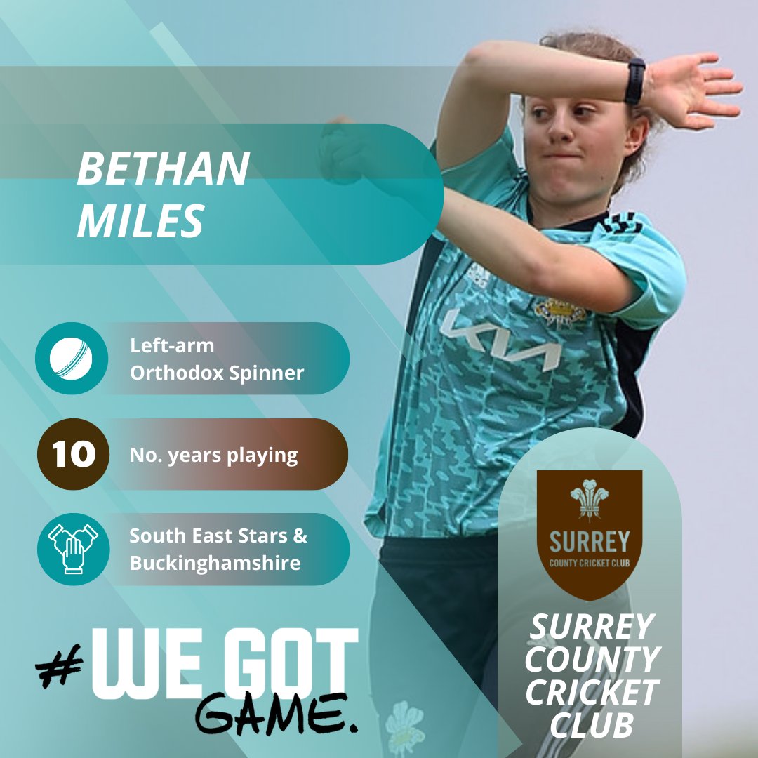 SurreyCricketFd's tweet photo. Our player profile spotlight today falls on @BethanMiles2 who was inspired to play cricket by a female playing for the boys 1st XI at her school, and she now plays for @SurreyCricket and @SEStarsCricket.
💻 Read more: https://t.co/8GZwupWC4M
#SWBCM #WeGotGame https://t.co/BBEcBELWRz