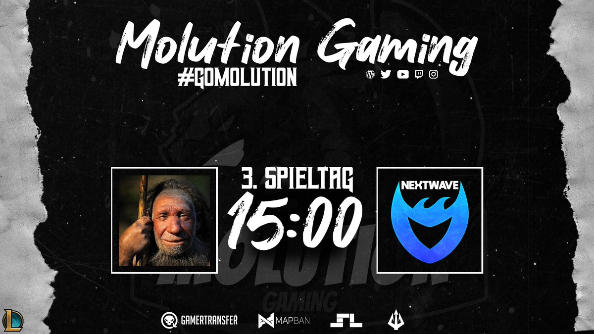 MolutionGaming's tweet image. Heute Nachmittag ist der 3. Spieltag in der @PrimeLeague für unser @NextWaveEsports Team!
 
🕖15:00 Uhr
🆚HUMAN APEX PREDATOR
🏆@PrimeLeague

Wir wünschen unserem Team viel Glück und Erfolg🍀

#GoMolution
#MolutionIsTheSolution
#PrimeLeague
#LeagueOfLegends