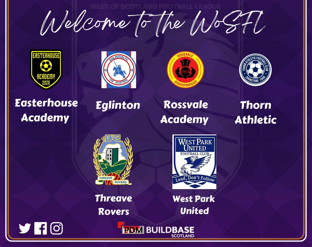 OfficialWoSFL's tweet photo. Please join us in welcoming our newest clubs to the @PDMBuildbase_ #WoSFL

👋 @EasterhouseFA 

👋 Eglinton FC

👋 @Rossvaleno1 

👋 @ThornAthAFC 

👋 @ThreaveRoversFC 

👋 @WestParkUtdFC 

All of our new clubs will join us in the 4th Division. https://t.co/6v4efv6T0s