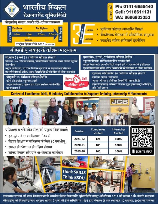 BsduOfficial's tweet photo. प्रवेश प्रारम्भ
📝 Join BSDU : https://t.co/HIjuszyrhO
BSDU Jaipur is India’s first Pure Skill University with a Swiss Dual System of Education and International Faculties.
Embrace the Skill Education and Prepare for Future Job Skills https://t.co/mm77wBk4K6