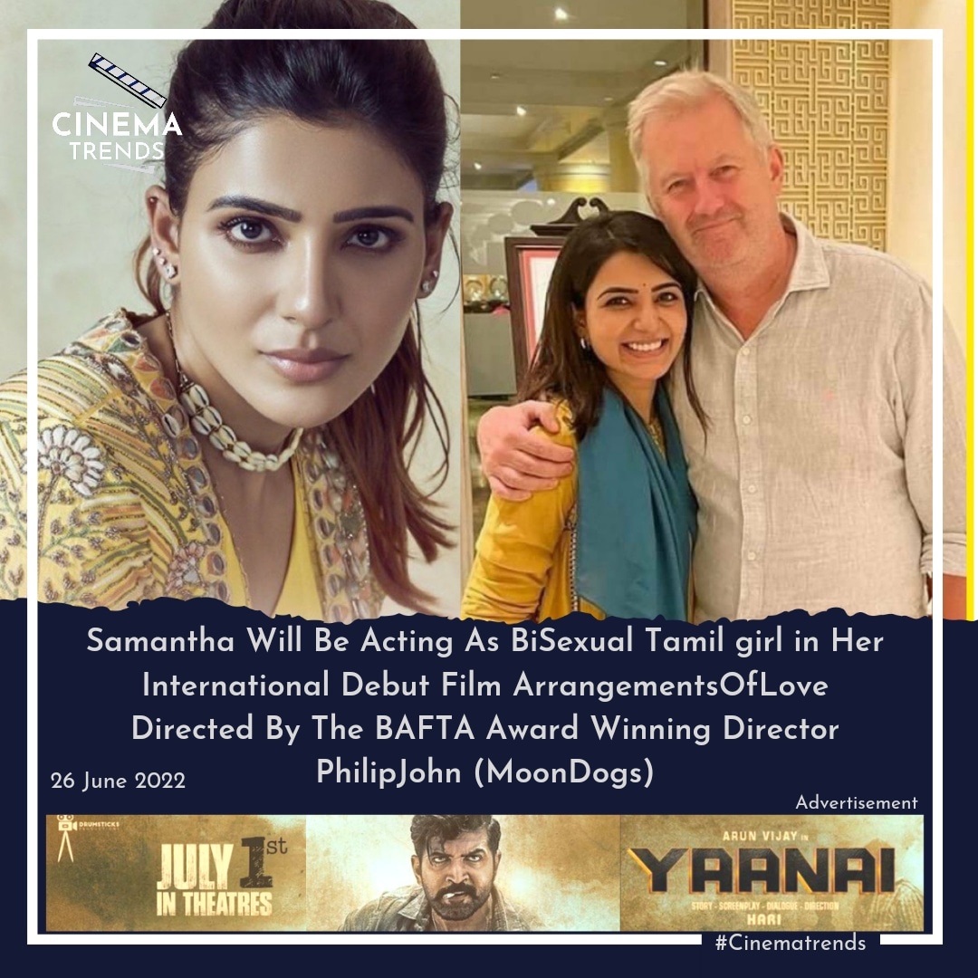Cinematrendsoff's tweet photo. #Samantha Will Be Acting As #BiSexual Tamil girl in Her International Debut Film #ArrangementsOfLove 👌🏼♥️

Directed By The #BAFTA Award Winning Director #PhilipJohn (MoonDogs)🤞🏼 
#cinematrends https://t.co/dInymB8bcZ