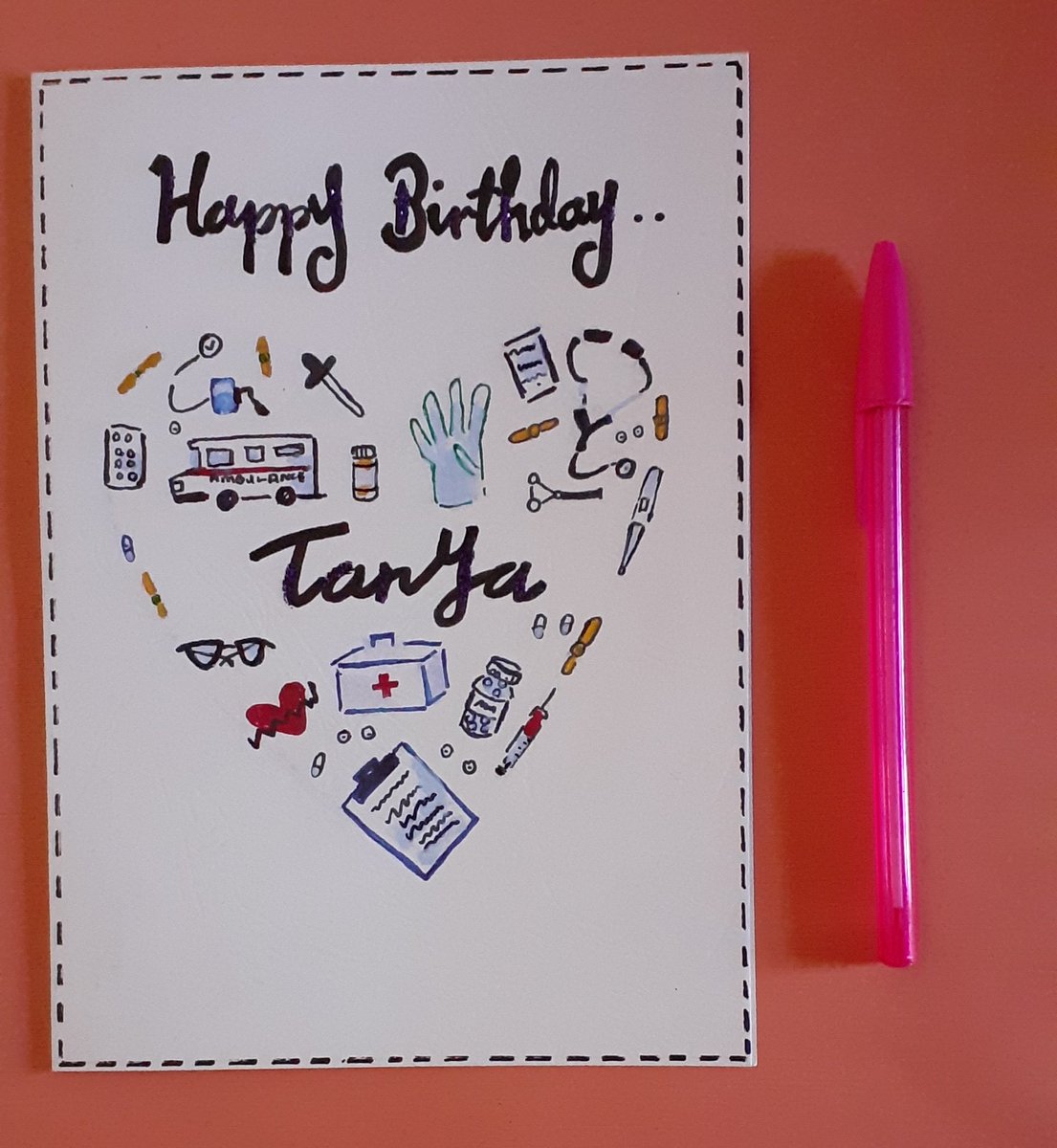 chipocards's tweet photo. A Birthday Card fit for a Doctor.  Happy Birthday Tanya from us here at Chipo Cards have a blessed day!!

#doctors #cards #handmade #remakes #birthday #handmadecards #giftcards #medicalfieldlife #themedcards #harare #DoctorWho #SmallBiz https://t.co/zhq9pviEg8