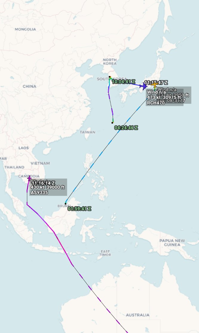 Oceanworldfree's tweet photo. 🇺🇲USAF RCH470 06-6168 #AE1466
🇺🇲USAF 08-3177 #AE4AF2
🇦🇺Australia - Royal Australian Air Force (RAAF) ASY335 A56-003 #7CFA73
#WPacific
Boeing C-17A Globemaster III
Lockheed C-130J-30 Hercules
Dassault Falcon 7X https://t.co/Zgw3O0FyNp