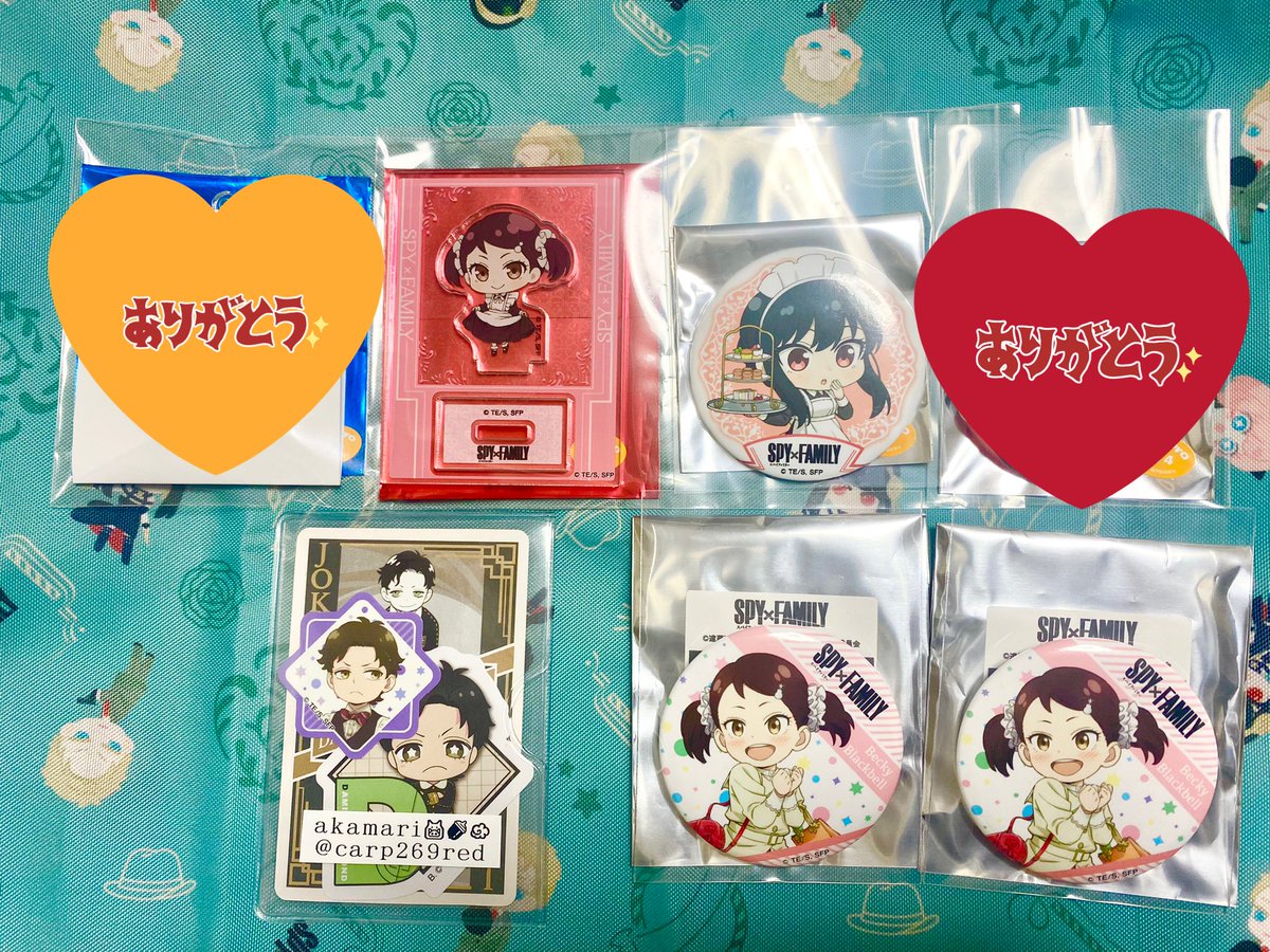 carp269red's tweet photo. 【交換 譲渡】SPY×FAMILY カフェ マルイ　モディ　アクリルスタンド　アクスタ　缶バッジ
譲▼1枚目
ヨル　ベッキー

求▽2枚目
ダミアン＞定価

郵送or渋谷周辺手渡し
(※郵送は交換のみ)
カフェ⇆ポップアップも可能です。
お気軽にお声かけください🙇‍♀️ https://t.co/ZiDYBiJr6Z