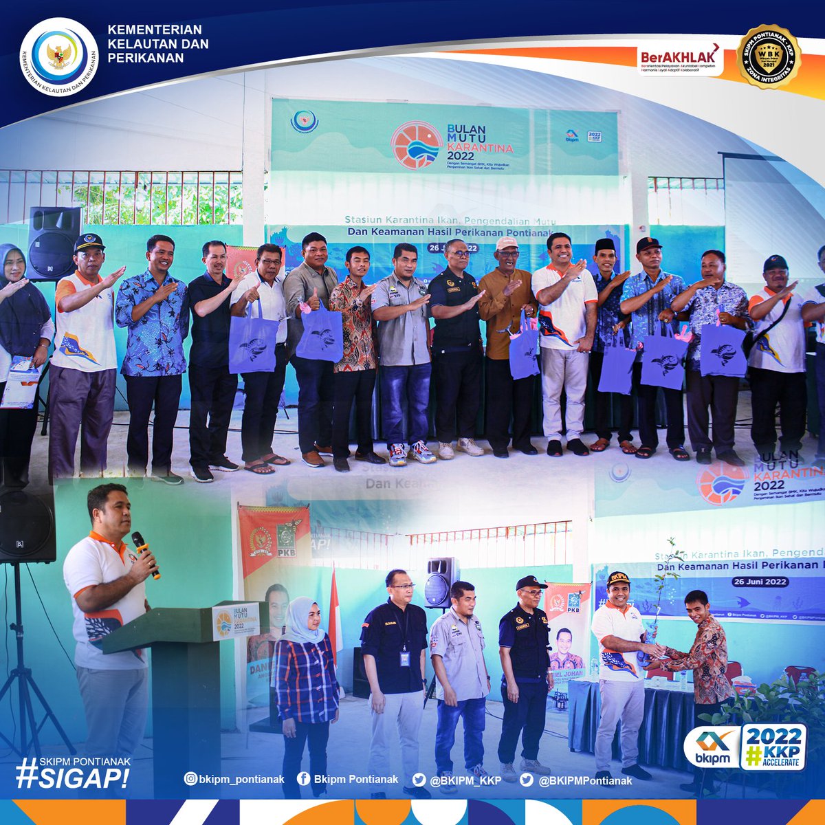 bppmhkp_pnk's tweet photo. Penyerahan secara simbolis kepada masyarakat perwakilan penerima paket ikan sehat dan bermutu serta foto bersama tamu undangan.
#BMK #KKP #BKIPM #KKPAccelerate https://t.co/v6jbmHAY2F