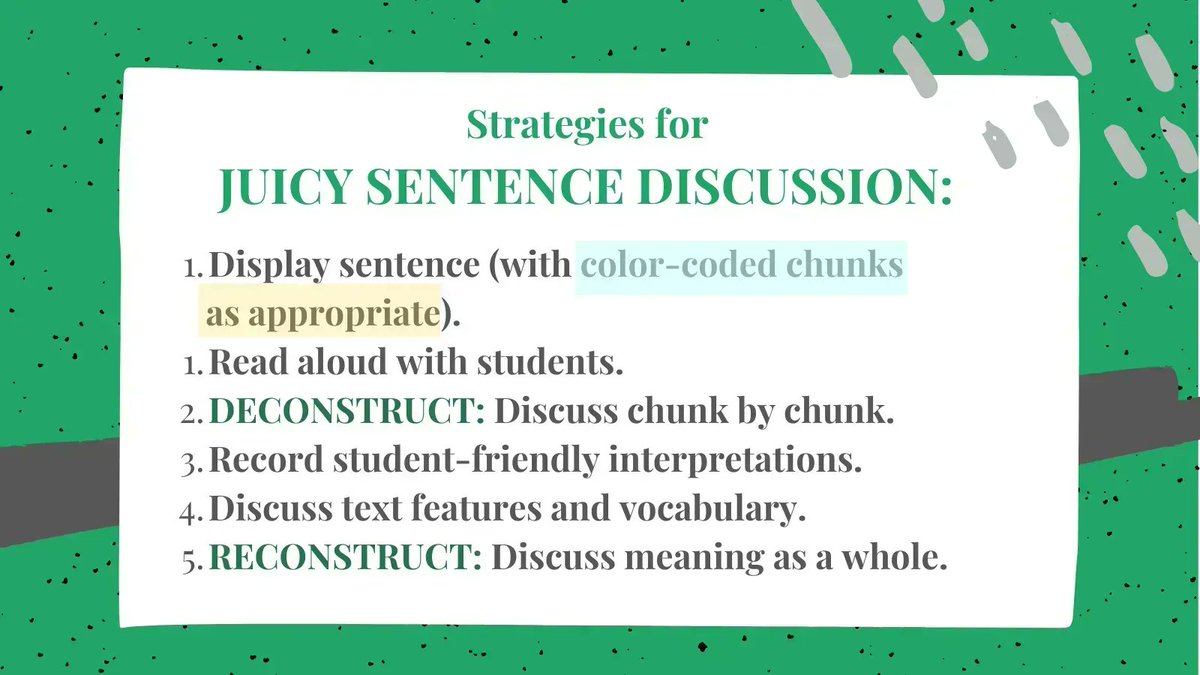 "...Unpacking sentences will give students the tools they need to make meaning from future sentences that use the same syntactical features, grammatical structures, and vocabulary—opening access to even the most challenging texts." bit.ly/2GiekAl #MLL #elachat