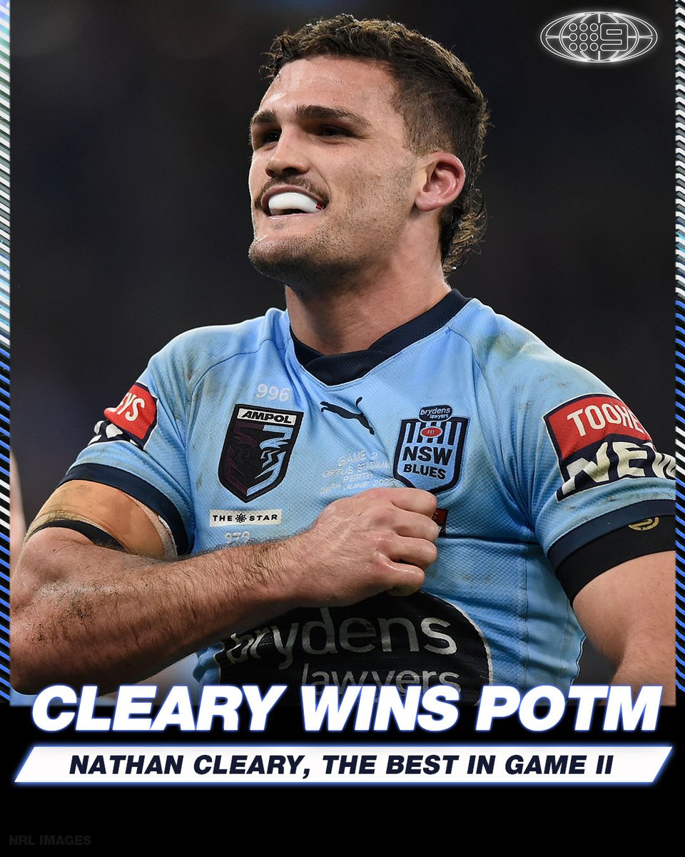 NRLonNine's tweet image. Nathan Cleary is tonight's Player of the Match. 🙌 

🖥 Origin Game II | LIVE and exclusive on @9Now 
#9WWOS #NRL #Origin