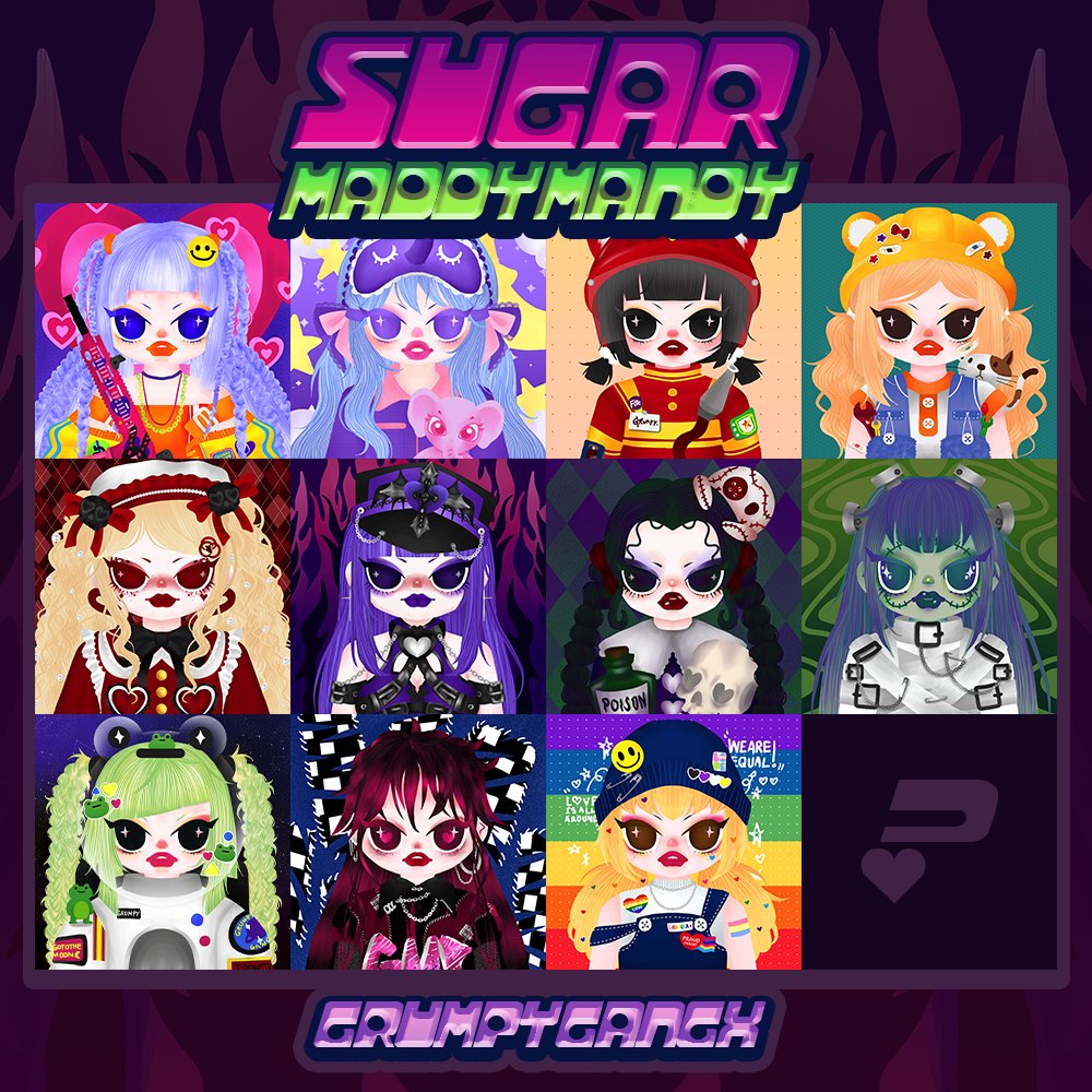 Sugar Maddy Mandy 
✿ This collection is about the girls in many way of projects. ✿ 
"THE MANIAC GILR WHO HAS A STYLE WHAT HER OBSESSED." 
Available <a href="/opensea/">OpenSea</a> 
Price : 0.02 - 0.03 $ETH
opensea.io/collection/sug…
Let's adopt them!
#NFTs #NFT #NFTCommunity #nftart #NFTTHAILAND