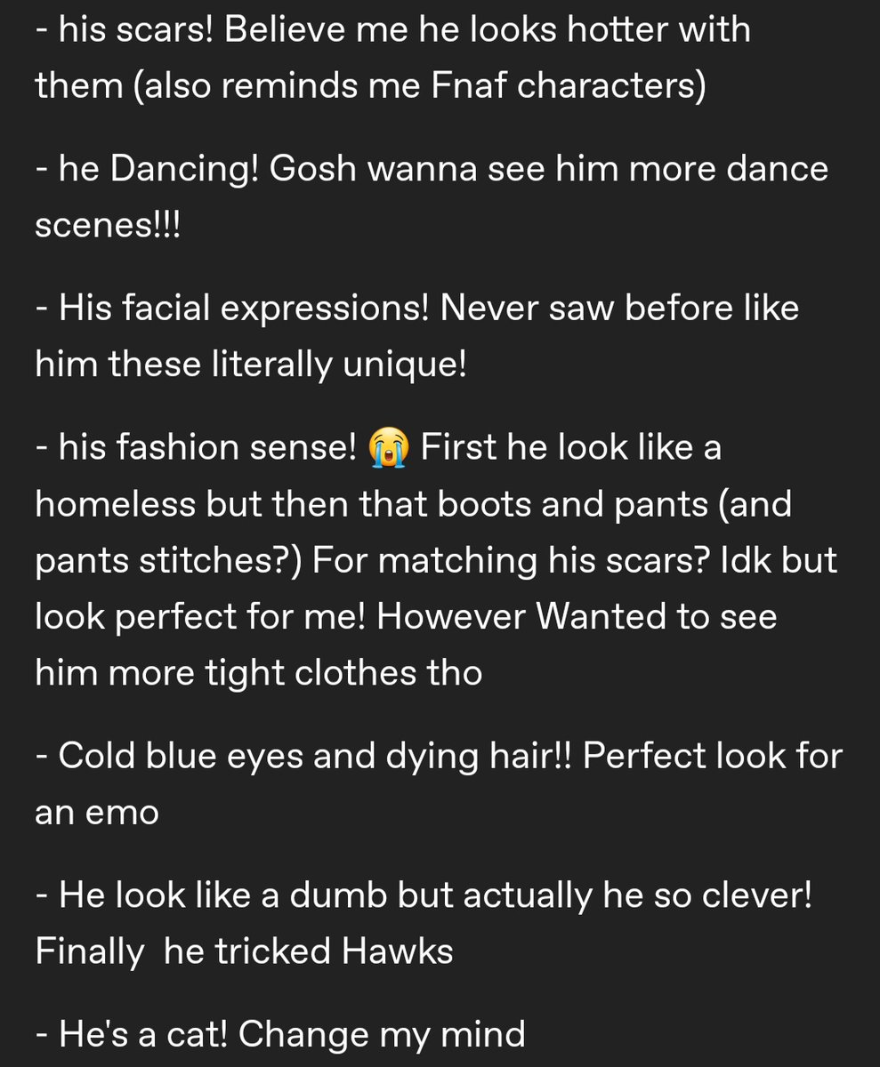 Someone asked me " What are your favorite things about Dabi?" And - 
