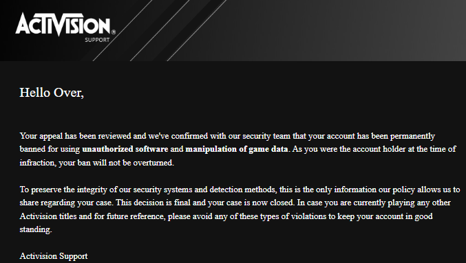 AoshimaTV's tweet photo. Great job @ATVIAssist my mate was been permanently ban for no valid reason. It's said that he used software or that he manipulated the data of his game when he always played fair. Meanwhile real cheaters are ruining the game with impunity 😡 https://t.co/X6C7VuvxUE