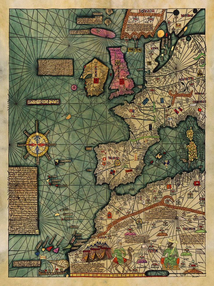 Medieval Map, All Kingdoms of the World, Catalan Atlas, 1375.